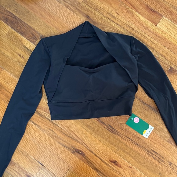 Halara Softlyzero Plush Long Sleeve Thumb Hole 2-in-1 Cropped Yoga Sports Top - Picture 4 of 7